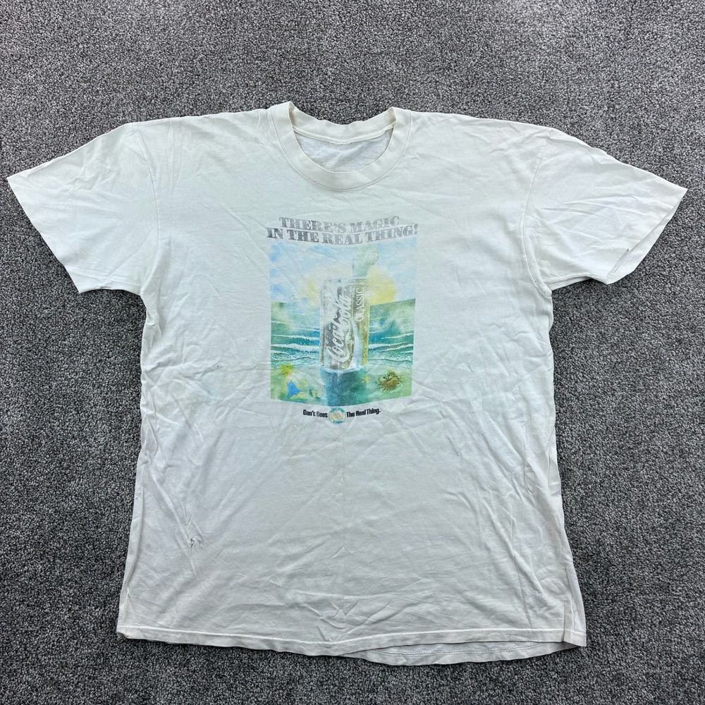 Vintage Coca Cola Shirt Mens XL White Coke There's Magic in the Real Thing